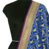 Blue Banarasi Dupatta Birds Woven Zari Brocade Indian Long Stole Wrap Scarves