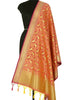 Peach Banarasi Dupatta Birds Woven Zari Brocade Indian Long Stole Wrap Scarves