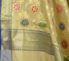 Beige Banarasi Dupatta Floral Woven Zari Brocade Indian Long Stole Wrap Shawl