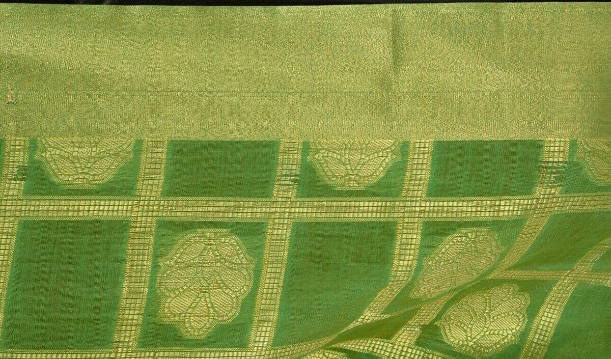 Green Banarasi Dupatta Floral Woven Zari Brocade Indian Long Stole Wrap Shawl