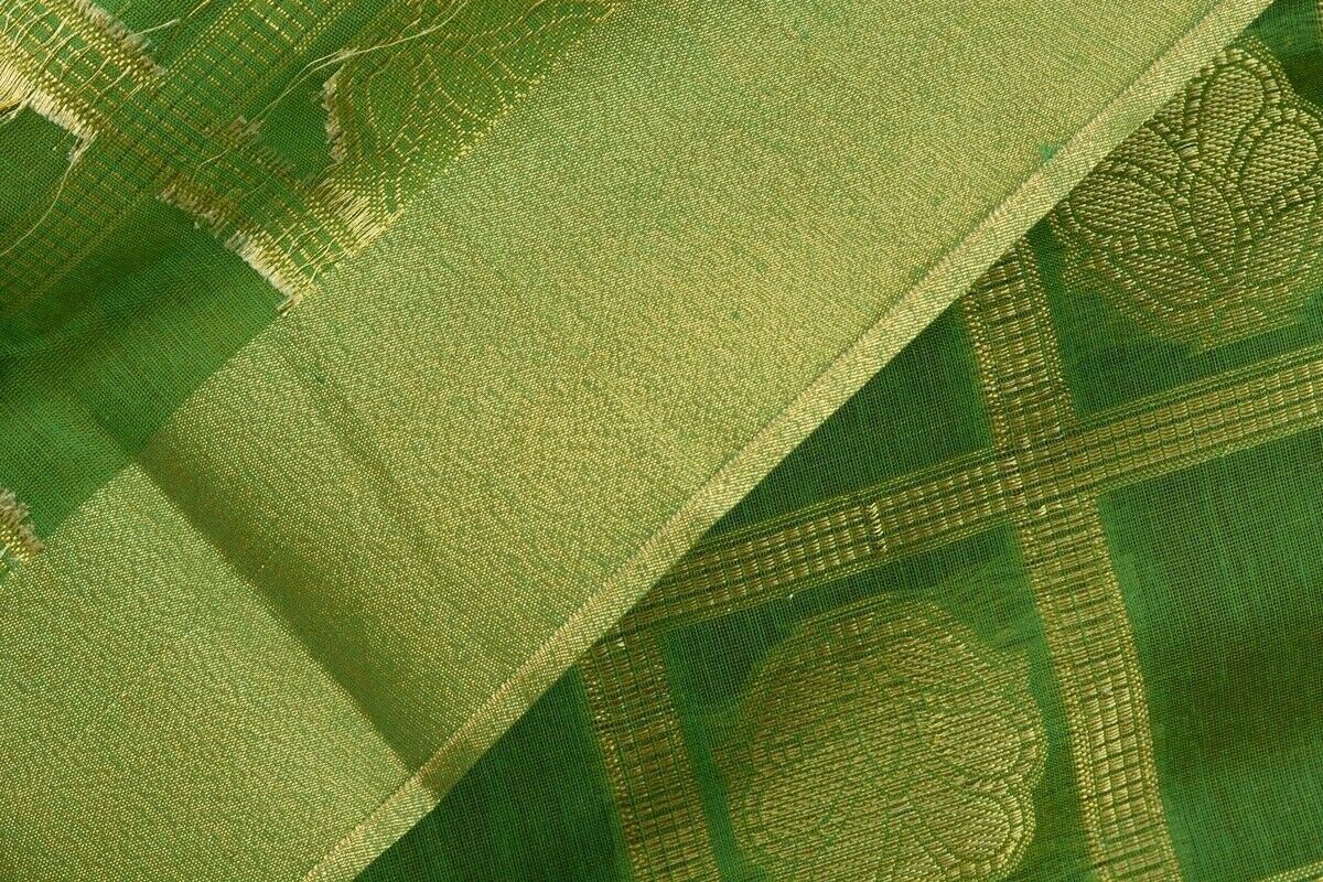 Green Banarasi Dupatta Floral Woven Zari Brocade Indian Long Stole Wrap Shawl