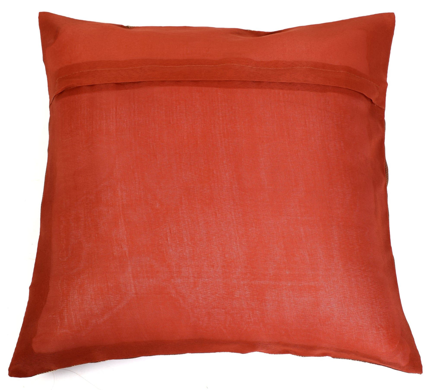 16x16 Inch Indian Woven Zari Brocade Banarasi Silk Mandala Cushion Covers Rust