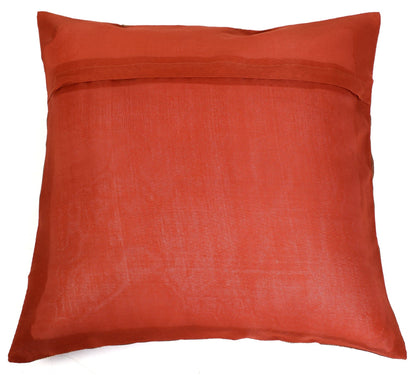 16x16 Inch Indian Woven Zari Brocade Banarasi Silk Mandala Cushion Covers Rust