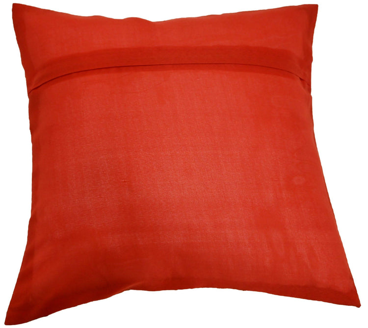 16x16 Inch Indian Woven Zari Brocade Banarasi Silk Mandala Cushion Covers Red