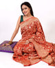 Dark Red Pure Khaddi Georgette Silk Banarasi Handloom Woven Zari Zaal Saree