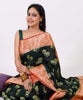 Dark Green Pure Khaddi Chiffon Silk Banarasi Handloom Premium Saree Fabric