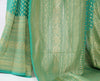 Aqua Green Pure Khaddi Georgette Silk Banarasi Handloom Skirt Border Saree Woven