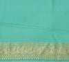 Aqua Green Pure Khaddi Georgette Silk Banarasi Handloom Skirt Border Saree Woven