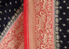 Blackish Blue Pure Khaddi Georgette Silk Banarasi Handloom Zari Woven Saree