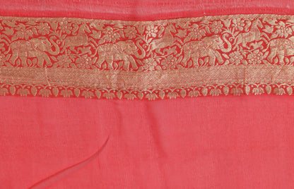 Blackish Blue Pure Khaddi Georgette Silk Banarasi Handloom Zari Woven Saree