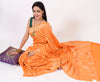 Orange Pure Khaddi Georgette Silk Banarasi Handloom Zari Woven Stripes Saree
