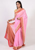 Pink Pure Khaddi Georgette Silk Banarasi Handloom Animal Border Woven Saree