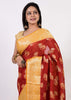 Maroon & Mustard Pure Khaddi Chiffon Silk Banarasi Handloom Premium Saree Fabric