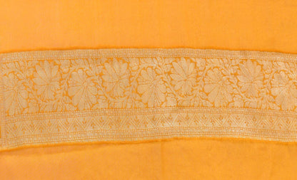 Maroon & Mustard Pure Khaddi Chiffon Silk Banarasi Handloom Premium Saree Fabric