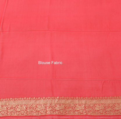 Blackish Blue Pure Khaddi Georgette Silk Banarasi Handloom Zari Woven Saree