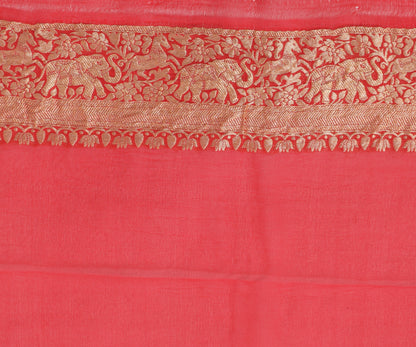 Blackish Blue Pure Khaddi Georgette Silk Banarasi Handloom Zari Woven Saree
