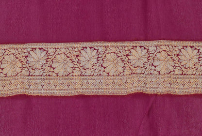 Peach & Purple Pure Khaddi Chiffon Silk Banarasi Handloom Premium Saree Fabric