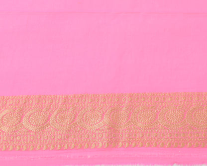 Light Pink Pure Khaddi Georgette Silk Banarasi Handloom Skirt Border Saree Woven