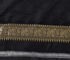 Banarasi Shikargah Zari Woven Black Sari Bend Silk Elephant Deer Birds Fabric