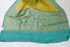 Green Pure Khaddi Georgette Silk Banarasi Handloom Premium Saree Fabric