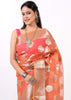 Peach Multi Shades Banarasi Organza Saree with Zari Woven Buta Rich Pallu&Border