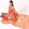 Peach Multi Shades Banarasi Organza Saree with Zari Woven Buta Rich Pallu&Border