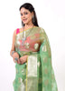 Green Shades Banarasi Organza Saree with Zari Woven Buta Rich Pallu & Border