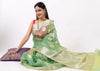 Green Shades Banarasi Organza Saree with Zari Woven Buta Rich Pallu & Border