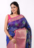 Blue Banarasi Semi Cotton Silkly Tilfi Zaal Saree Zari Woven Skirt Border Sari