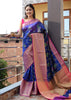 Blue Banarasi Semi Cotton Silkly Tilfi Zaal Saree Zari Woven Skirt Border Sari