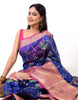 Blue Banarasi Semi Cotton Silkly Tilfi Zaal Saree Zari Woven Skirt Border Sari
