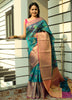 Rama Banarasi Semi Cotton Silkly Tilfi Zaal Saree Zari Woven Skirt Border Sari