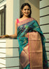 Rama Banarasi Semi Cotton Silkly Tilfi Zaal Saree Zari Woven Skirt Border Sari