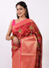 Maroon Banarasi Semi Cotton Silkly Tilfi Zaal Saree Zari Woven Skirt Border Sari