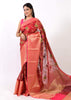 Maroon Banarasi Semi Cotton Silkly Tilfi Zaal Saree Zari Woven Skirt Border Sari