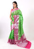 Green Banarasi Semi Georgette Soft Silk Silver Zari Woven Broad Floral Border