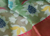 Green Banarasi Semi Tissue Silk Floral Tilfi Zaal Zari Woven Skirt Border Sari