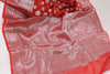 Red Banarasi Semi Georgette Soft Silk Silver Zari Woven Broad Floral Border Sari