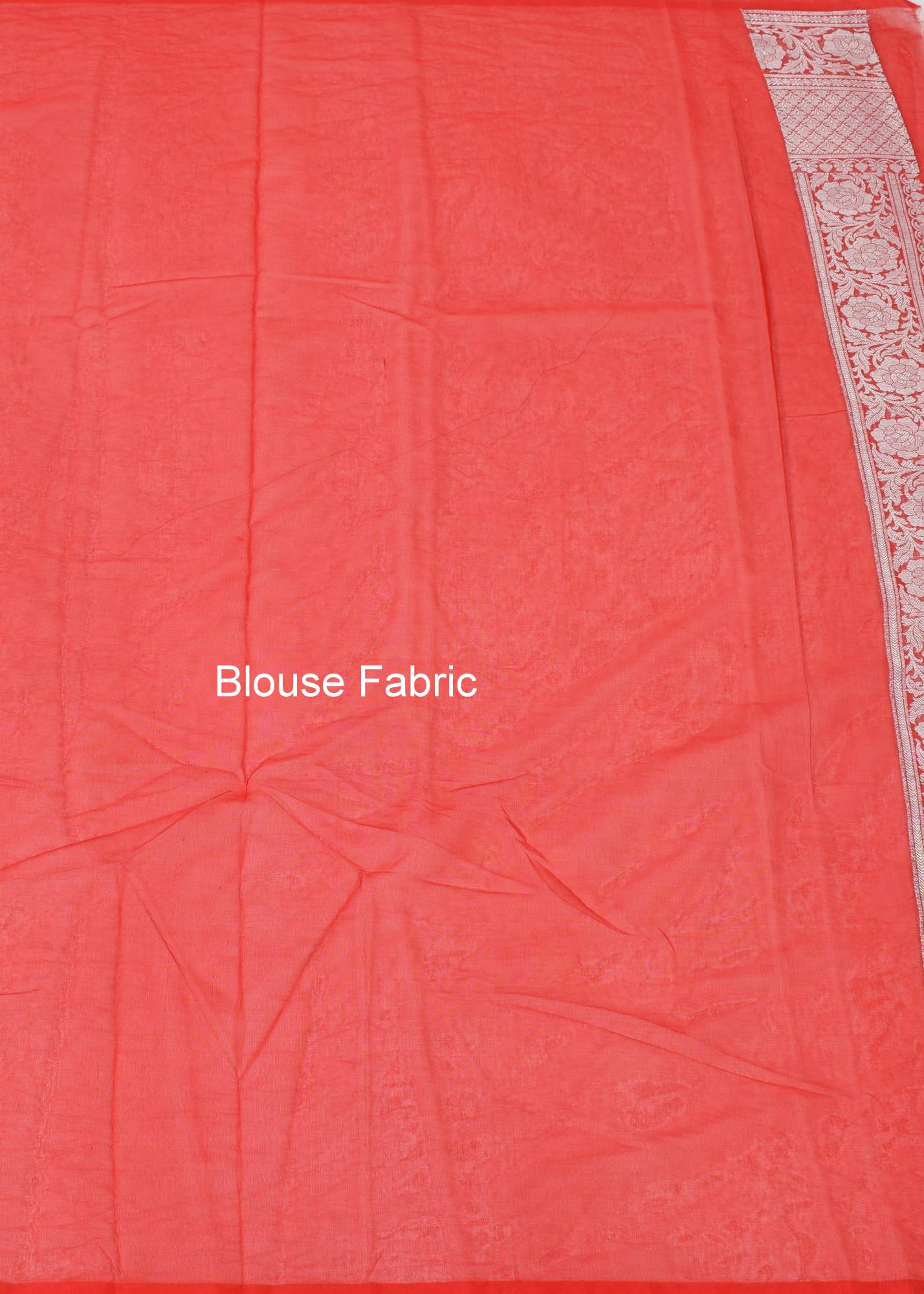 Red Banarasi Semi Georgette Soft Silk Silver Zari Woven Broad Floral Border Sari