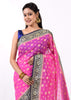 Banarasi Vastra Woven Saree Semi Georgette Soft Floral Buta Zari Sari Magenta