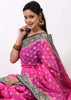 Banarasi Vastra Woven Saree Semi Georgette Soft Floral Buta Zari Sari Magenta