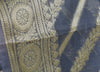 Gray Banarasi Vastra Semi Georgette Soft Silk Ara Stripes Pattern Zari Woven