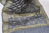 Gray Banarasi Vastra Semi Georgette Soft Silk Ara Stripes Pattern Zari Woven
