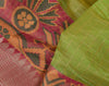 Green Banarasi Semi Kora Organza Silk Zari Woven Check Broad Alfi Border Sari