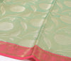 Green Banarasi Semi Tissue Silk Zari Woven Tanchoi Skirt Border Sari Fabric