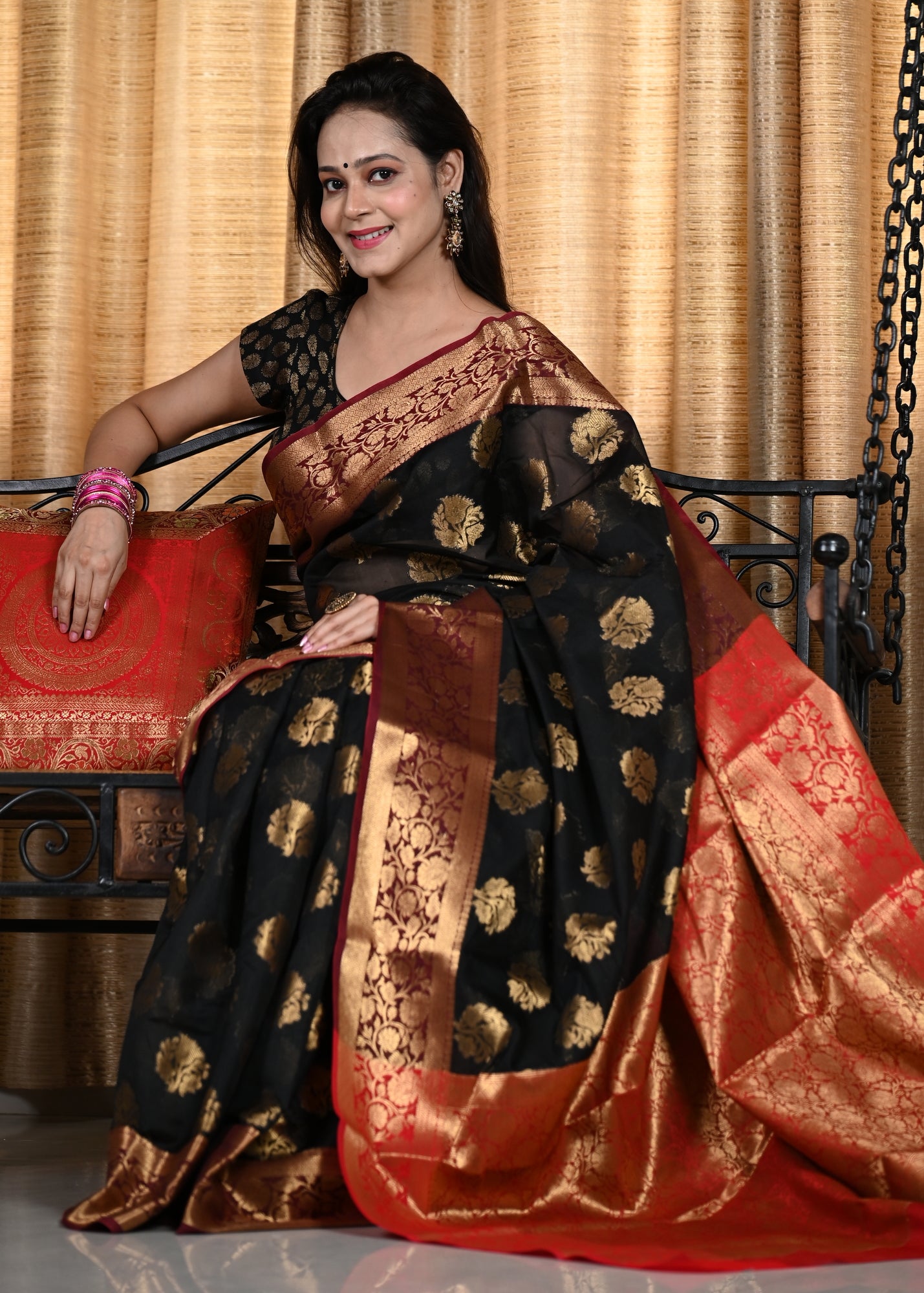 Black chanderi silk saree with silver border and palla Color - Black Fabric  Details - Silk Craft Technique - Chander… in 2024 | Black silk, Chanderi  silk saree, Saree look