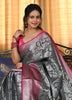 Banarasi Vastra Chanderi Silk Woven Saree with Silver Zari Brocade Floral Zaal