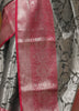 Banarasi Vastra Chanderi Silk Woven Saree with Silver Zari Brocade Floral Zaal