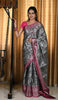 Banarasi Vastra Chanderi Silk Woven Saree with Silver Zari Brocade Floral Zaal