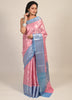 Banarasi Vastra Chanderi Silk Woven Saree with Silver Zari Brocade Floral Zaal